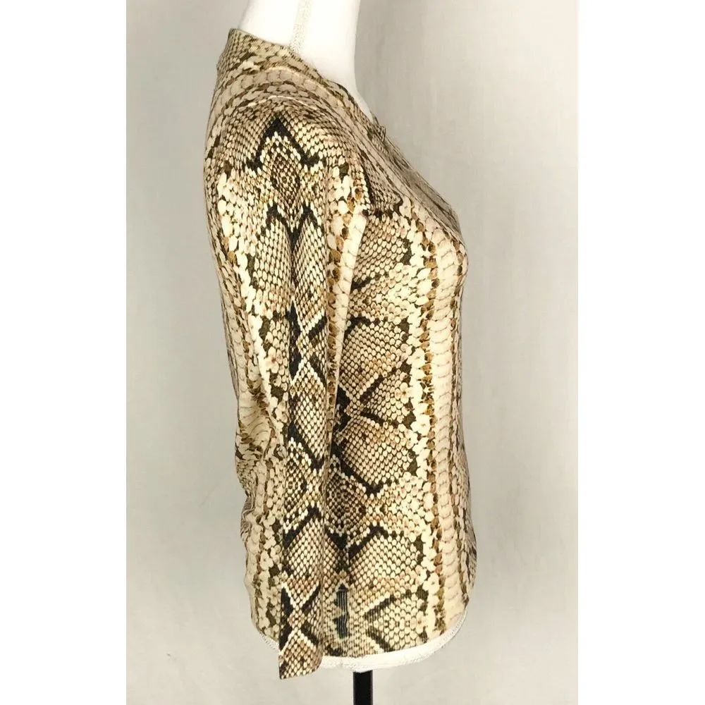 J.Crew Tippi Tan Black‎ Snake Print Merino Wool Knit Sweater Size XS New
